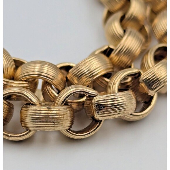 Vintage 1940s Trifari Gold Tone Collar Chain Necklace With Tassel 16" - Picture 9 of 15